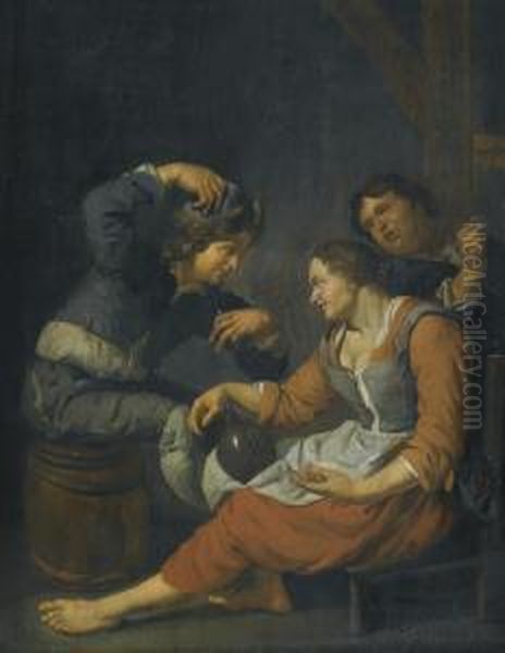 Three Peasants Drinking - view 1
