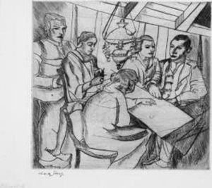 Funf Personen Am Tisch by Charley Toorop