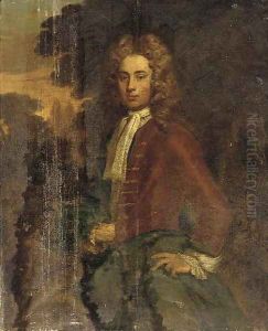Portrait of a gentleman, three-quarter-length, in a brown jacket and green wrap