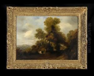 Landscape With Cows And A Farm by James Batty Tootal
