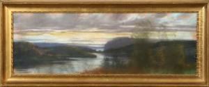 Landskap Med Far, Signerad Och Daterad Edwin Toovey 1861 by Edwin Toovey