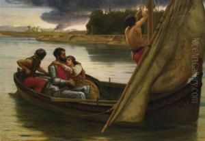 The Voyage Of King Arthur And Morgan Le Fay To The Isle Of Avalon by Frank William Warwick Topham