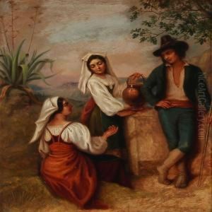 Scene With Three Italians by Frank William Warwick Topham
