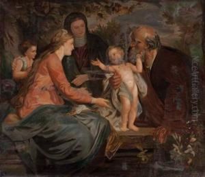 Die Heilige Familie Und Die Heilige Elisabeth Mit Dem Johannesknaben by Fr Topin