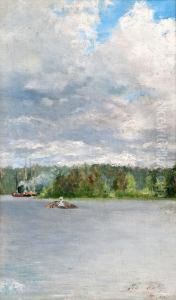 Steamship In The Archipelago by Woldemar Toppelius