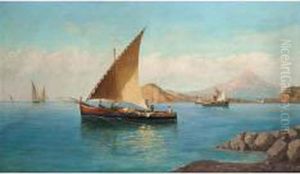 Barche Di Pescatori Nel Golfo Di Napoli by Francesco Saverio Torcia