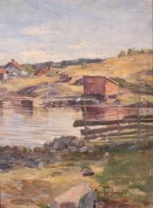 Kystlandskap Med Hus by Thorvald Hagbart Torgersen