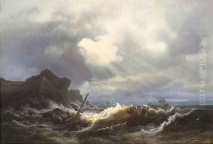 Shipwreck off the coast in a stormy sea by Ivan Konstantinovich Aivazovsky