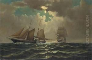 A Paddle Steamer In An Engagement