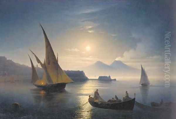 The bay of Naples by moonlight - view 1