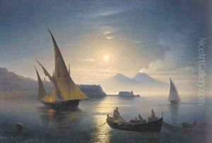 The bay of Naples by moonlight