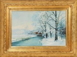 Vinterlandskap Med Bebyggelse Vid A by Isidor Tornstrom