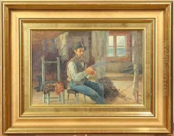 Interior Med Fiskare, Monogramsignerad - view 1