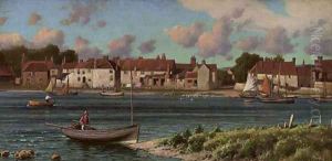 Fishing boats in a Rye harbour by Reginald Aspinwall