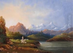 Paesaggio Fluviale Con Pastorella E Gregge