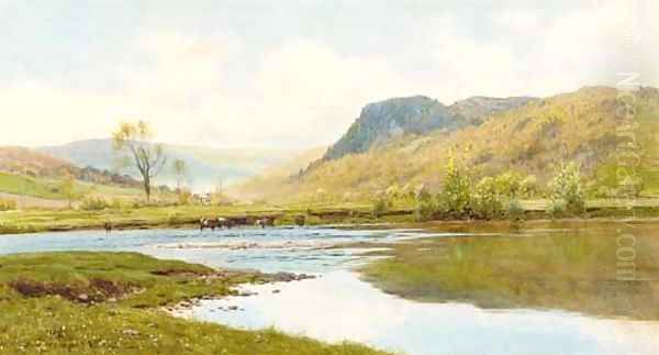 Cattle watering in a Highland landscape - view 1