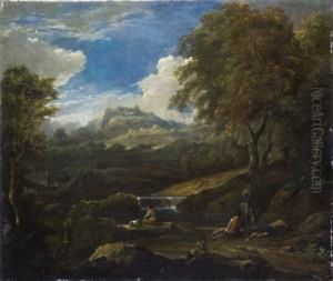 Paesaggio Fluviale Conviandanti In Sosta by Bartolomeo Torreggiani