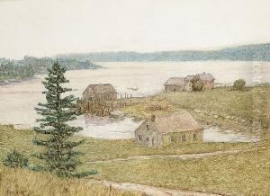 Fishing Shacks Along The Coast by Elliot Bouton Torrey