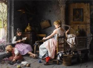 The Spinning Wheel by Giovanni Battista Torriglia