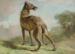 A lurcher in a landscape by Richard Ansdell