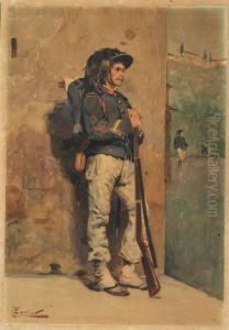 Acquerello Su Carta Applicata Su Cartone by E. Torrini