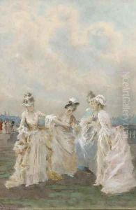 Girls playing blind man's buff by Angelo Achini