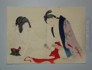 Un Couple Enlace by Mizuno Toshikata