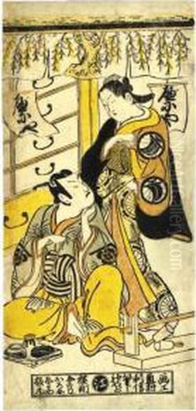 Ichikawa Danjuro Ii As Soga Goro And Sodesaki Miwano I In An Unidentified Onnagata Role - view 1
