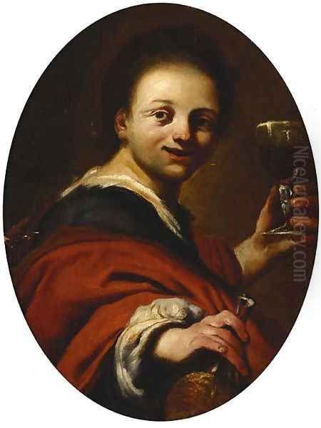 A young man drinking Chianti - view 1