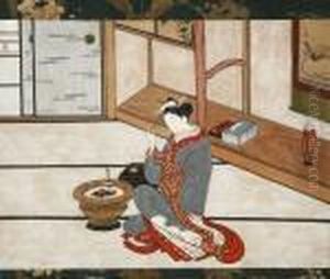 Courtesan In Thoughtful Mood by Kano Toshun