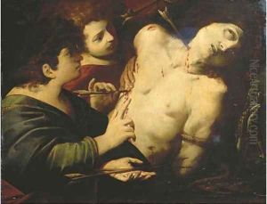 Saint Sebastian tended by Saint Irene by Luigi Amidani