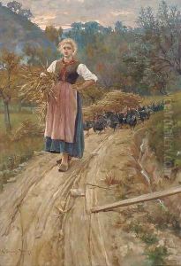 The road home at dusk by Giuseppe Vizzotto Alberti