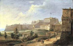 A view of a fortress by Paolo Anesi