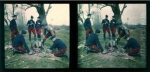 Scene De La Vie Militaire (le Bivouac), Circa 1914-1918 by Jean Baptiste Tournassoud
