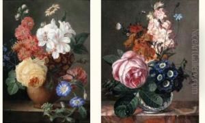 1 - Vase De Fleurs Avec Rose Et Bleuets Sur Un Entablement
2 - Vase De Fleurs Avec Une Rose Jaune Et Des Paquerettes Sur Un Entablement by Jean Ulrich Tournier