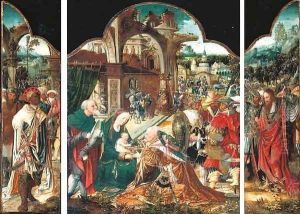 The Adoration of the Magi a triptych by School Of Antwerp