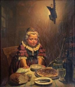 Kleines Madchen An Gedecktem Tisch by Louis Toussaint