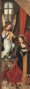 The Annunciation a wing from an altarpiece by School Of Antwerp