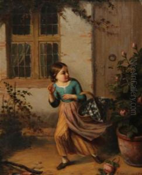 Girl Alarmed By A Wasp - view 1