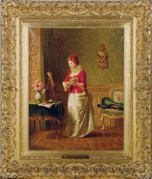 An Elegant Lady Practising Music In An Interior - view 1