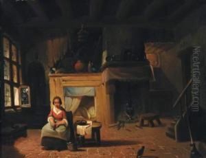 Interieur by Lodewijk Jan Petrus Toutenel