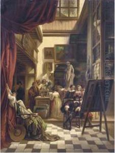 Burgemeester Six Aan Het Atelier Van Rembrandt: In The Atelier by Lodewijk Jan Petrus Toutenel