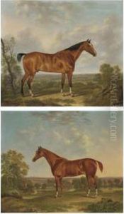 A Chesnut Hunter In A Wooded Landscape by Charles Towne