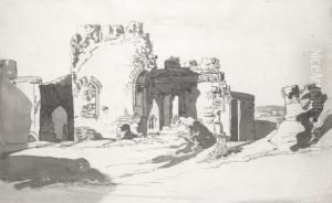 Okehampton Castle, Devon by Francis Towne