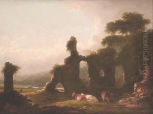 Cattle Resting Near Ruins by Charles Townley