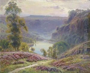 The view down to the lake at dusk