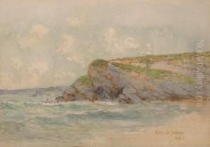 The Rocky Coastline Of Newquay by Alfred Oliver Townsend
