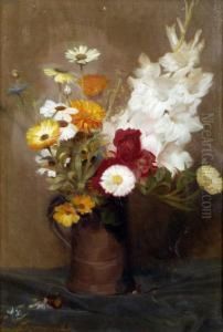 Still Life, Gladiola, Marigold And Other Flowers