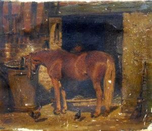 Chestnut Hunter At The Farrier by Louis Townsendact