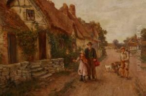 Figures Near Rural Cottages by James Townshend
